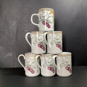 DANSK Umbrian Fruits Set Of Six Coffee / Tea Mugs Execllent Condition